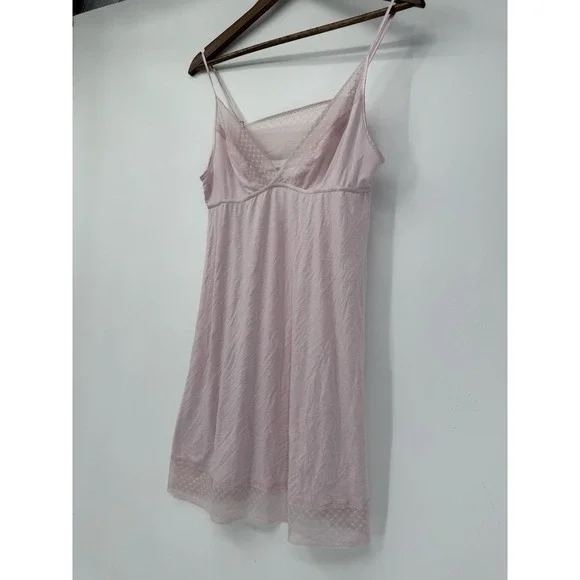 Y2K Victoria's Secret Pink Negligee Lingerie Mini Slip Dress Lace Coquette L‎ - Picture 2 of 11